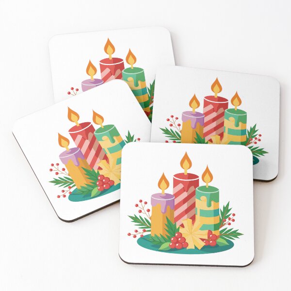Item preview, Colorful Christmas Candles with Holly. Festive Holiday Illustration designed and sold by Jirada.