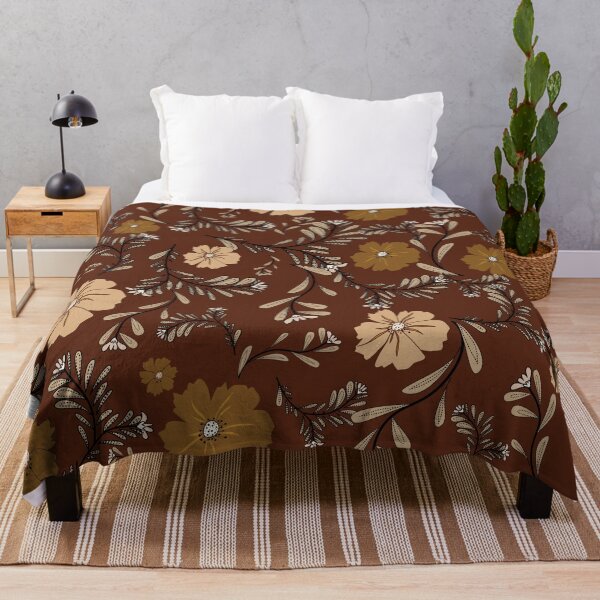 Item preview, Boho floral pattern in warm brown tones designed and sold by Line-Aura.