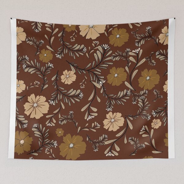 Item preview, Boho floral pattern in warm brown tones designed and sold by Line-Aura.