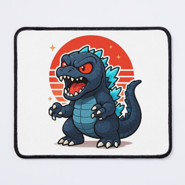 Item preview, Chibi Godzilla Roaring with Retro Red Sun Background designed and sold by FLATVAC STICKER.
