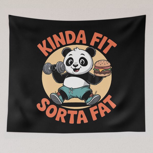 Item preview, Kinda Fit Sorta Fat Funny Gym Cute Panda Retro designed and sold by PeggyBeverly.