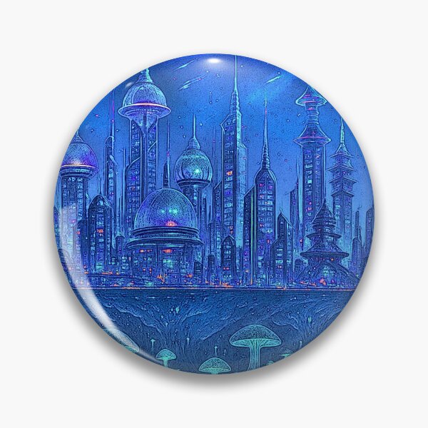 Item preview, blue future mushroom city 002 designed and sold by tileartwork.