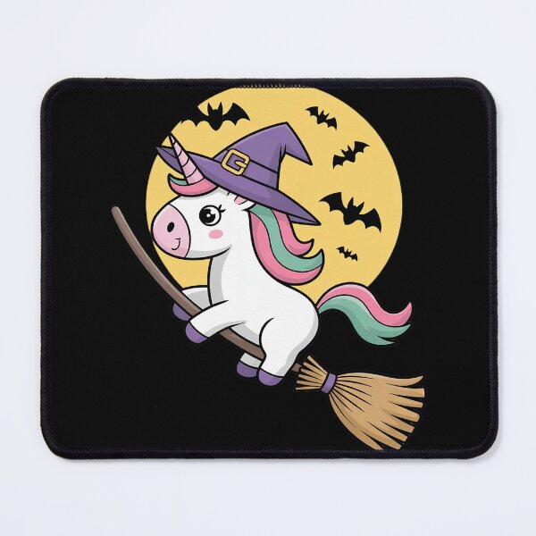 Item preview, Halloween Unicorn Witch Flying on Broom Under Full Moon Cute designed and sold by FndPardaL.