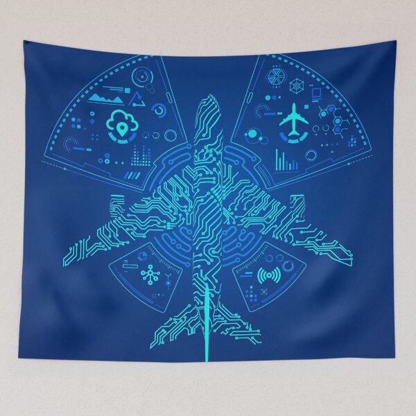 Item preview, digital twin or aviation technology, graphic of airplane shape combined with electronic pattern and futuristic element designed and sold by NiamLab.