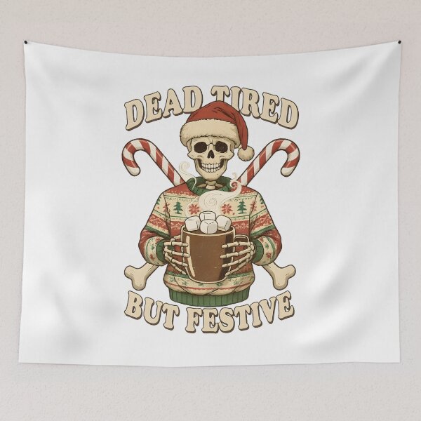 Item preview, Dead Tired But Festive Skeleton Christmas designed and sold by MyFishka.