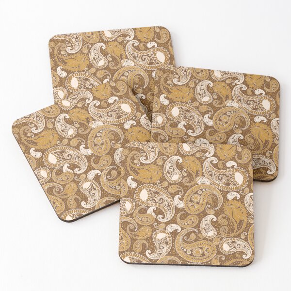 Item preview, Seamless brown Paisley pattern featuring intricate teardrop shapes and elegant curved details designed and sold by Line-Aura.