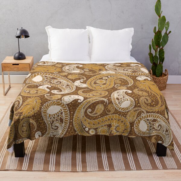 Item preview, Seamless brown Paisley pattern featuring intricate teardrop shapes and elegant curved details designed and sold by Line-Aura.
