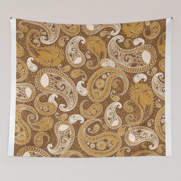 Item preview, Seamless brown Paisley pattern featuring intricate teardrop shapes and elegant curved details designed and sold by Line-Aura.
