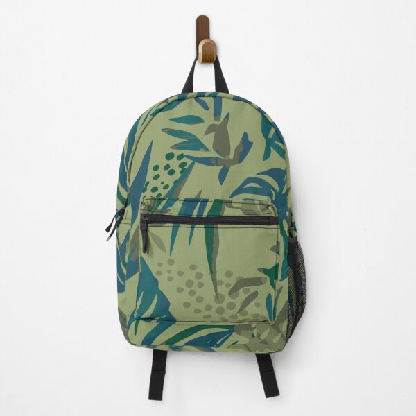 Item preview, Tropical Stylized Blue & Green Monstera & Palm Leaves designed and sold by RetroMaggie.