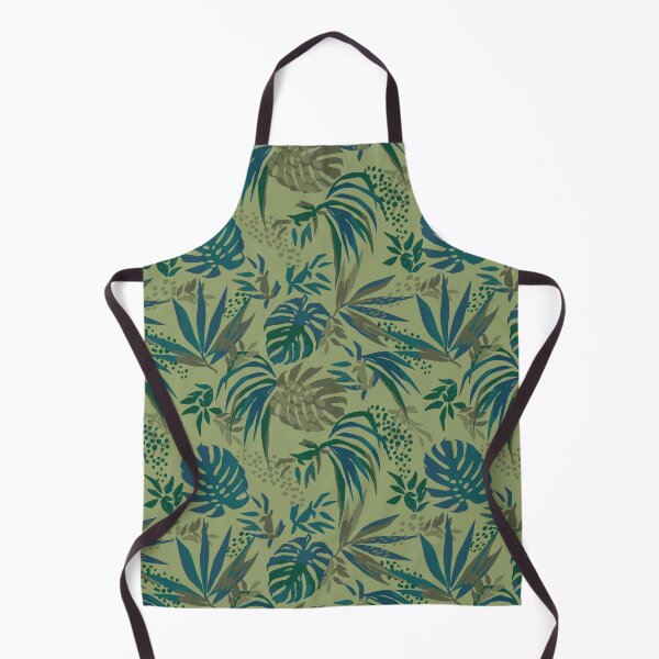 Item preview, Tropical Stylized Blue & Green Monstera & Palm Leaves designed and sold by RetroMaggie.