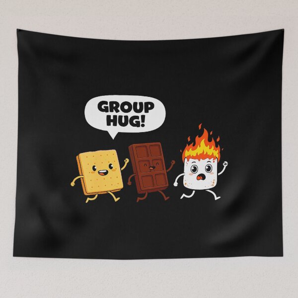 Artikelvorschau, Camping-Gruppenumarmung, Marshmallows am Lagerfeuer, Humor entworfen und verkauft von ElizabethVivan.