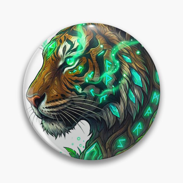 Item preview, Runestone Jungle Tiger with Emerald Crystals designed and sold by brexastore.