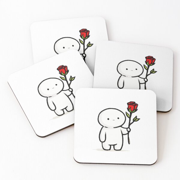 Item preview, Minimal cute white character holding red rose simple Valentine love adorable cartoon style illustration designed and sold by Mimoshi ⭐⭐⭐⭐⭐.