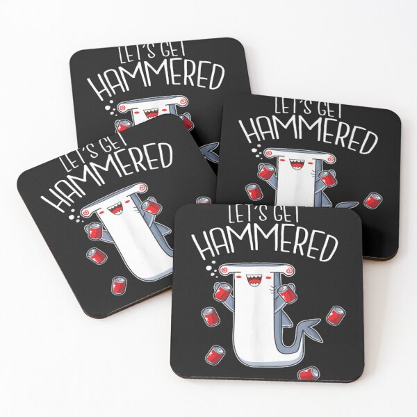 Item preview, Lets Get Hammered Funny Beer Drinking Shark designed and sold by BrandiJones1.