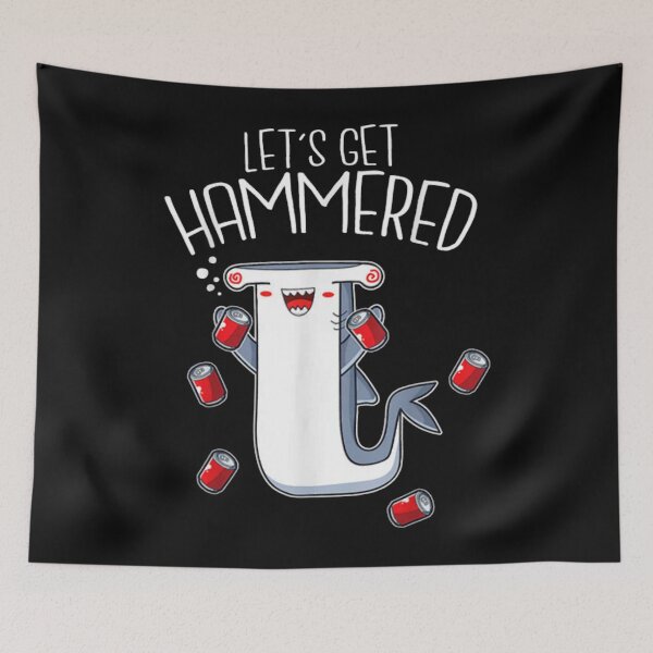 Item preview, Lets Get Hammered Funny Beer Drinking Shark designed and sold by BrandiJones1.