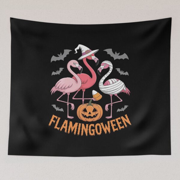 Item preview, Happy Flamingoween Pink Flamingo Halloween Pumpkin Witch designed and sold by TechnicalSara.