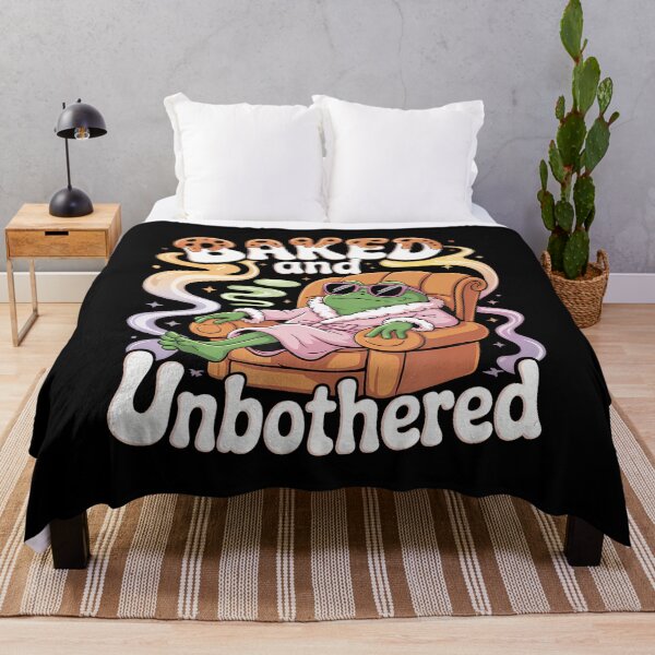 Item preview, Baked And Unbothered Chill Stoner Frog Cartoon 420 designed and sold by FloraVenita.
