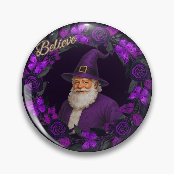 Item preview, Believe in Santa Winter Witch Magic – Purple Santa Witch Wreath Art by CarmaQuanTarot designed and sold by CarmaQuanTarot.