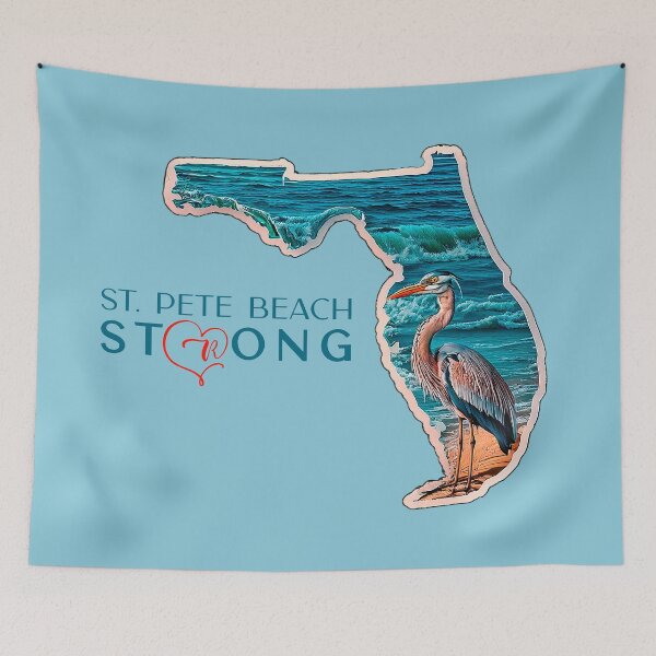 Item preview, St Pete Beach Florida Strong Florida Retro Blue Heron Map of Florida  designed and sold by Mandeville Photography.