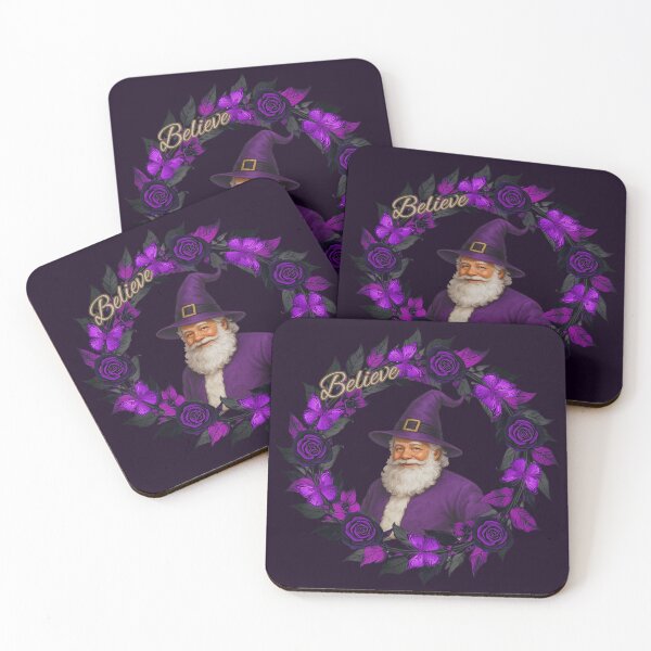 Item preview, Believe in Santa Winter Witch Magic – Purple Santa Witch Wreath Art by CarmaQuanTarot designed and sold by CarmaQuanTarot.