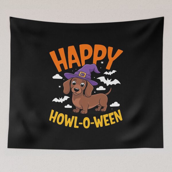 Item preview, Happy Howl O Ween Dachshund Witch Halloween Wiener Dog Lover designed and sold by TechnicalSara.