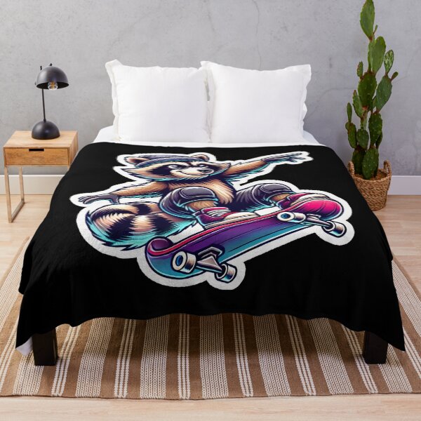 Item preview, Cute Skateboarding Raccoon Cartoon Sticker For Kids designed and sold by PinUpPizzazz.