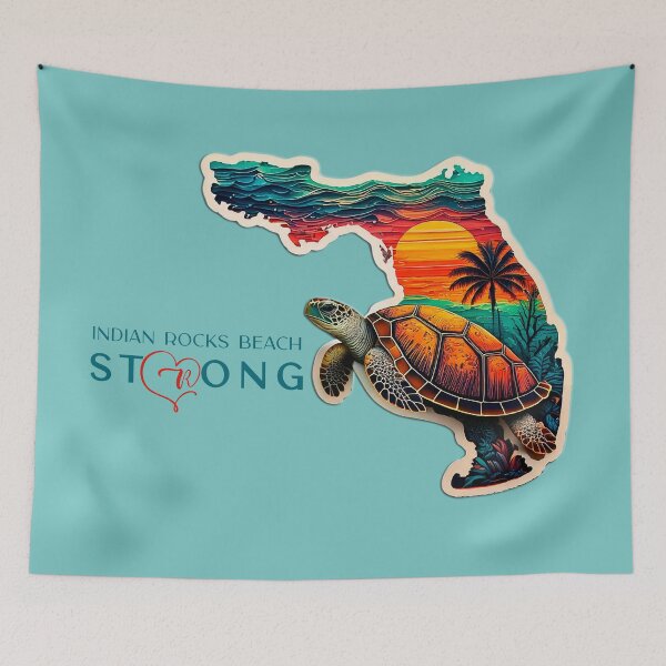 Item preview, Indian Rocks Beach, Florida Strong Florida Retro Turtle & Sunset Artwork designed and sold by Mandeville Photography.