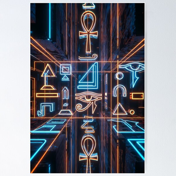 Item preview, 3D Perspectives, Cyberpunk Egyptian Hieroglyphics, Symmetrical Textures (image size 8320x12480) designed and sold by Digital-Davinci.