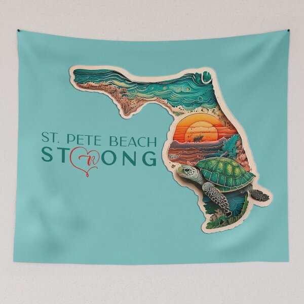 Item preview, St Pete Beach Florida Strong Florida Retro Turtle & Sunset Artwork designed and sold by Mandeville Photography.