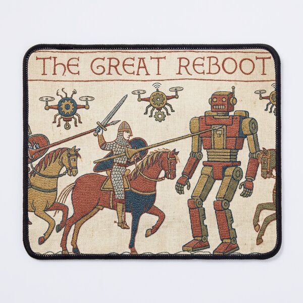 Item preview, The Great Reboot - Medieval Tapestry Robots Meme designed and sold by SavinMercantile.