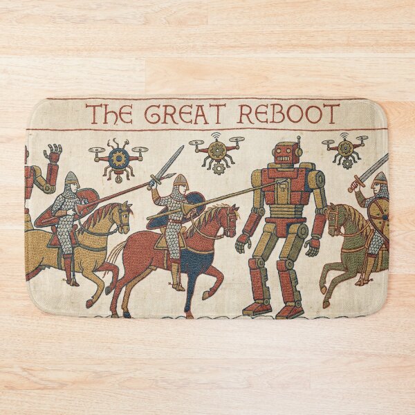 Item preview, The Great Reboot - Medieval Tapestry Robots Meme designed and sold by SavinMercantile.