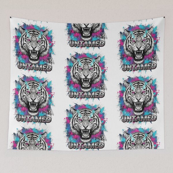 Item preview, Untamed Fury: Neon Street Art Tiger Head designed and sold by MartinxMarie.