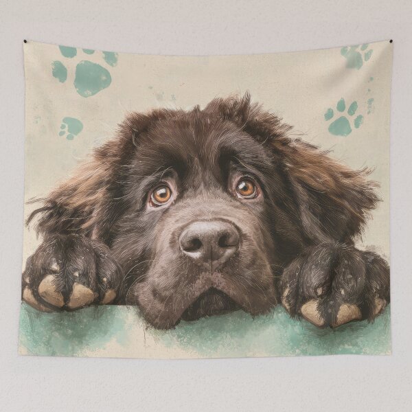 Item preview, Newfoundland Dog Peeking over Wall 01 designed and sold by Elisabeth Lucas.