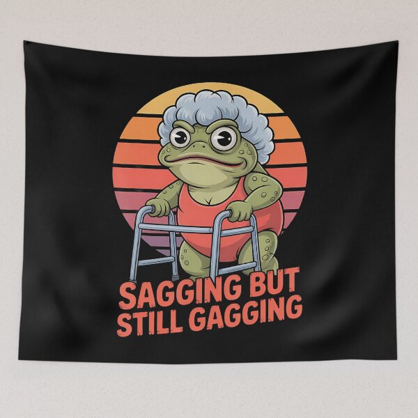 Item preview, Sagging But Still Gagging Funny Frog Cringe Meme designed and sold by KristenSophie.