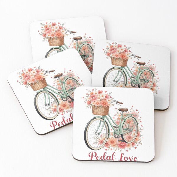 Item preview, Pedal Love: Vintage Bicycle with Flower Basket and Hearts designed and sold by secretcolour.