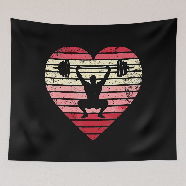 Item preview, Retro Heart Weightlifting Gym Workout Fitness Vintage designed and sold by TerriMichelle.