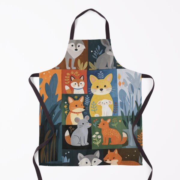 Item preview, Patchwork Woodland Creatures Illustration | Folk Art Style | Enchanting Nature Pattern designed and sold by Cherrydora.