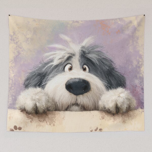 Item preview, Old English Sheepdog Peeking over Wall 01 designed and sold by Elisabeth Lucas.