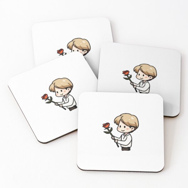 Item preview, Cute chibi boy holding a rose romantic Valentine love illustration sweet adorable gentle style designed and sold by Mimoshi ⭐⭐⭐⭐⭐.