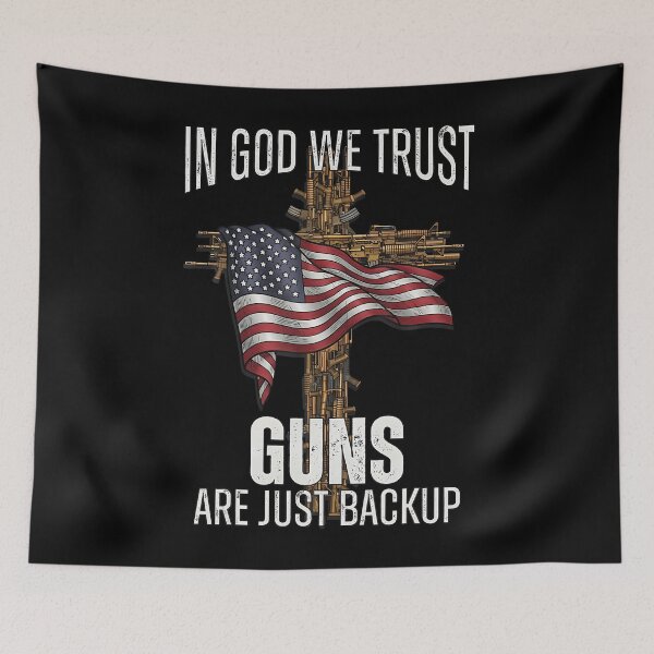 Item preview, In God We Trust Guns Are Just Backup Cross Flag designed and sold by DesireeAngela1.