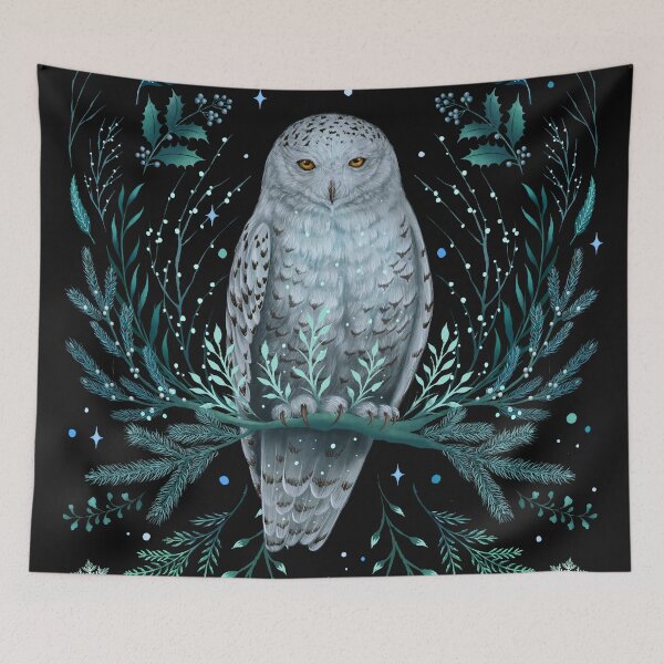 Item preview, Night snow owl in magical forest designed and sold by episodicDrawing.