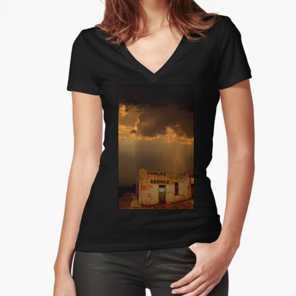 Charlie's Radiator Service, Milan, New Mexico Fitted V-Neck T-Shirt