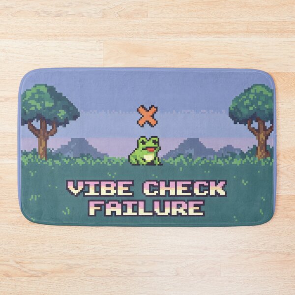 Item preview, Vibe Check Failure Pixel Art Frog Meme Landscape Design designed and sold by SplashTastic.