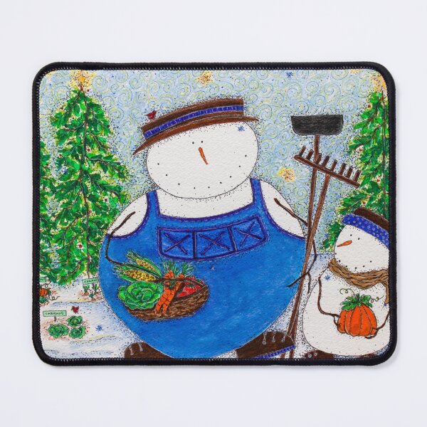 Item preview, Snowman Gardener Father Child Winter Vegetable Garden Art designed and sold by snowmanholidayart.