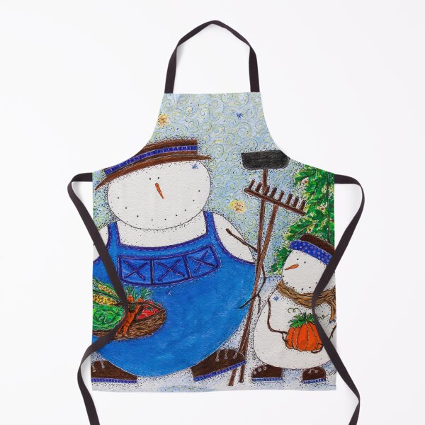 Item preview, Snowman Gardener Father Child Winter Vegetable Garden Art designed and sold by snowmanholidayart.