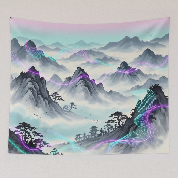 Item preview, Aurora Wave Mountains designed and sold by Kaleidoscope Print.