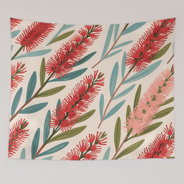 Item preview, Modern Bottlebrush Pattern — Aussie Red Wildflower designed and sold by TroyTheTerrific.