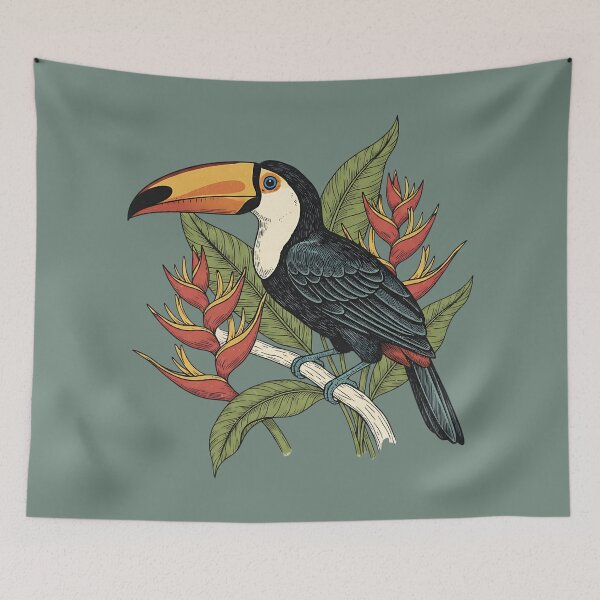 Item preview, Toco Toucan With Heliconia Blooms designed and sold by BirdsnStuff.