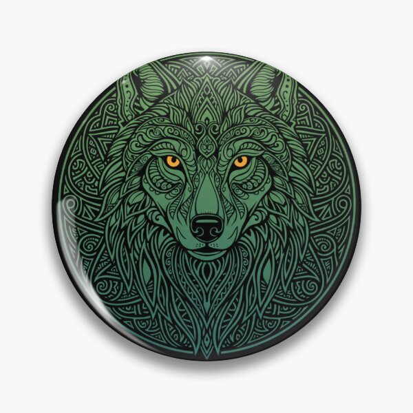 Item preview, Emerald Celtic Wolf Head Mandala Spirit designed and sold by MartinxMarie.