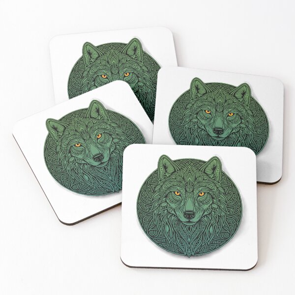 Item preview, Emerald Celtic Wolf Head Mandala Spirit designed and sold by MartinxMarie.